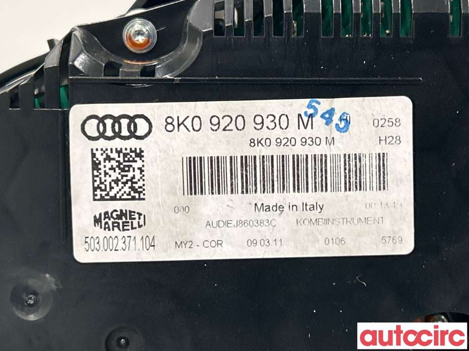 Instrumentpanel til Audi A4 2007-2014 (Type IV) (B8) (B8) (AUDI|8K0920930M)