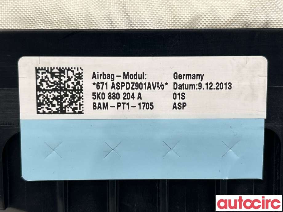 Airbag passasjer til VW Tiguan 2011-2016 (Type I, Fase 2)  (VOLKSWAGEN|5K0880204A)