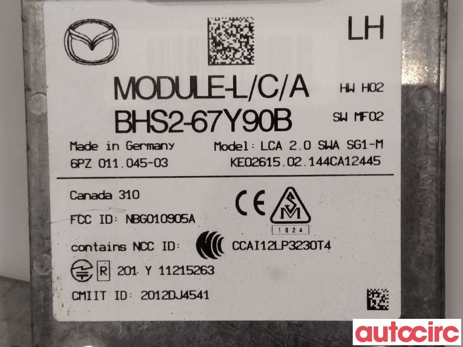 Sensor radar til Mazda 3 2013-2016 (Type III, Fase 1) (MAZDA|BHS2-67-Y90F|6PZ011045-03|BHS2-67Y90B)