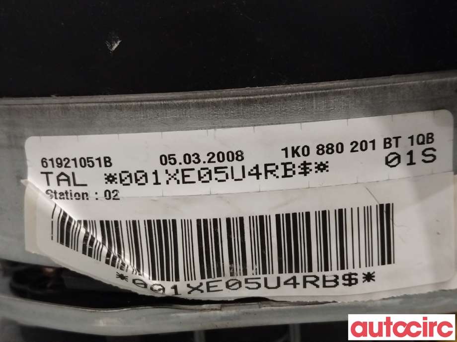 Airbag rattpute til VW Golf, Plus/Cross 2005-2009 (Fase 1)  (VOLKSWAGEN|1K0880201BT)