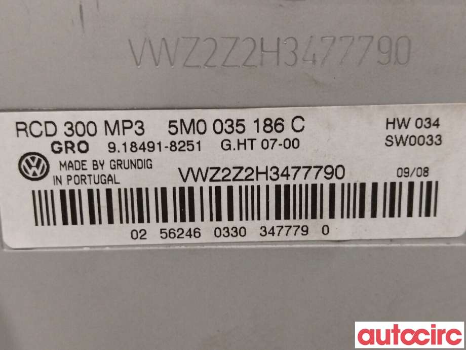 Bilstereo til VW Golf, Plus/Cross 2005-2009 (Fase 1)  (VOLKSWAGEN|5M0035186C|)