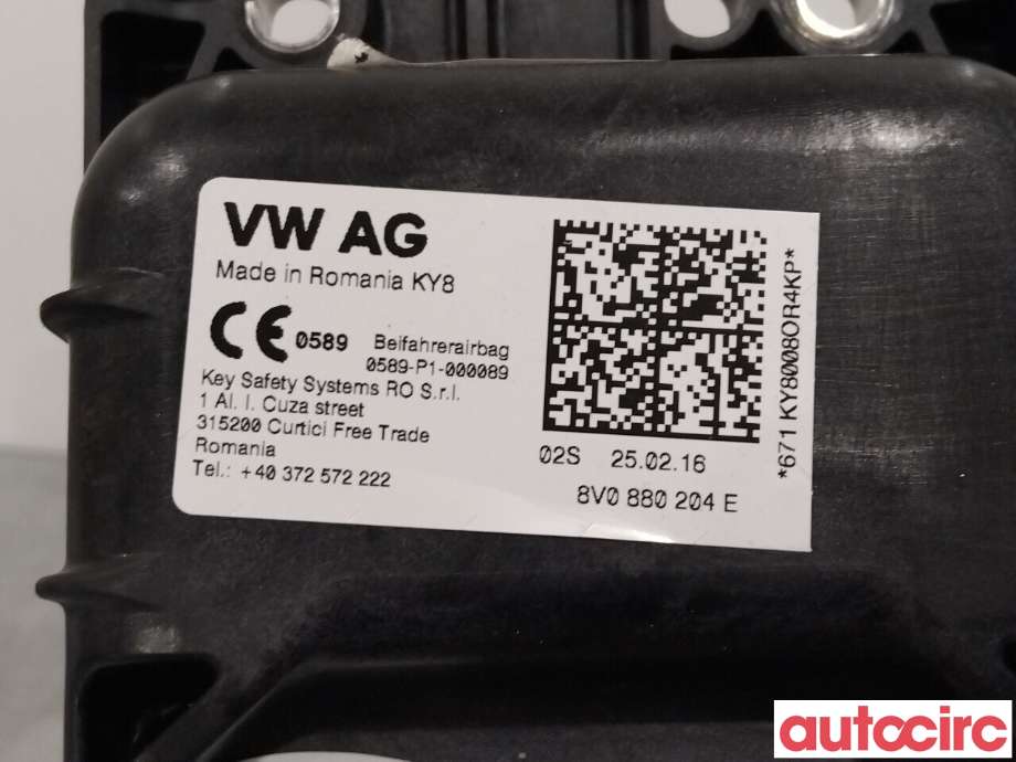 Airbag passasjer til VW Golf VII 2012-2017 (Fase 1) (VOLKSWAGEN|8V0880204G|0589-P1-000089|8V0880204M)