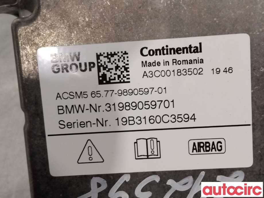 Airbag elektronikk til BMW 5-Serie 2017-->> (G30/G31) (G30/G31) (BMW|65779890597|A3C00183502)