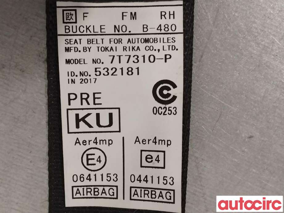 Sikkerhetsbelte foran høyre til Subaru Forester 2013-2019 (Type IV)  (SUBARU|64622SG002VH|532181)