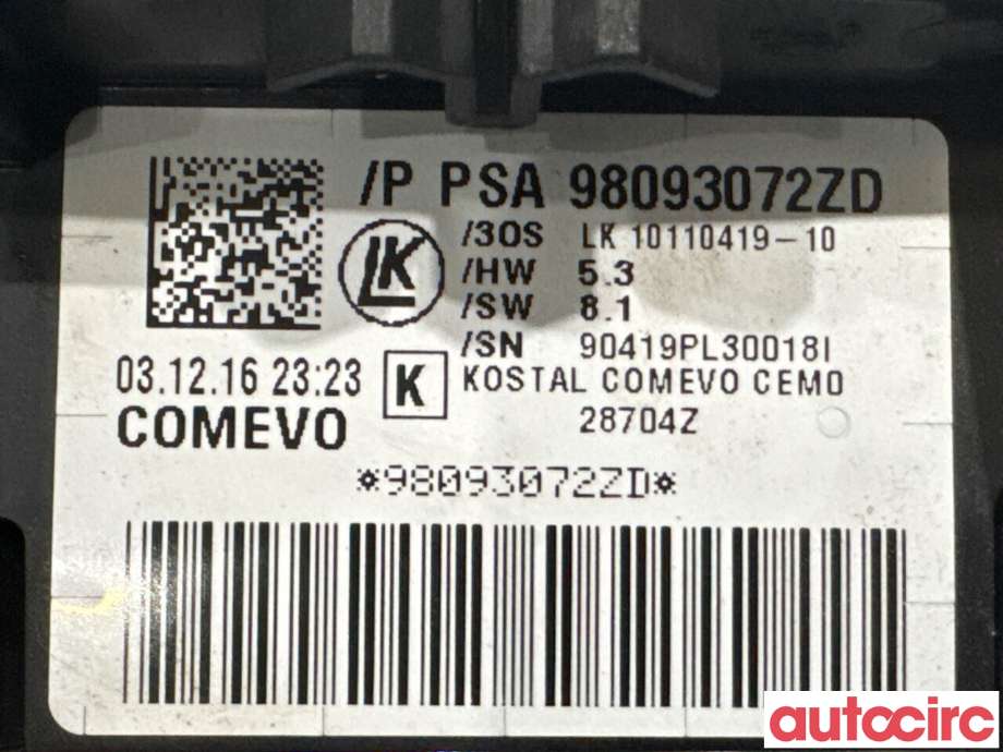 Bryter combi til Peugeot Expert 2016-->> (Type III) (PEUGEOT|98093072ZD||98312394ZD)