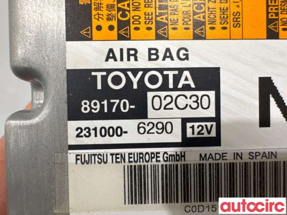 Airbag elektronikk til Toyota Auris 2015-2019 (Type II, Fase 2)  (TOYOTA|8917002C30|231000-6290|89170-02C30)