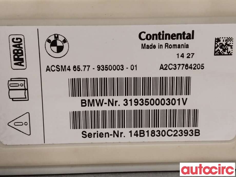 Airbag elektronikk til BMW 5-Serie 2010-2017 (F10/F11) (F10/F11) (BMW|65777911606|65779350003)