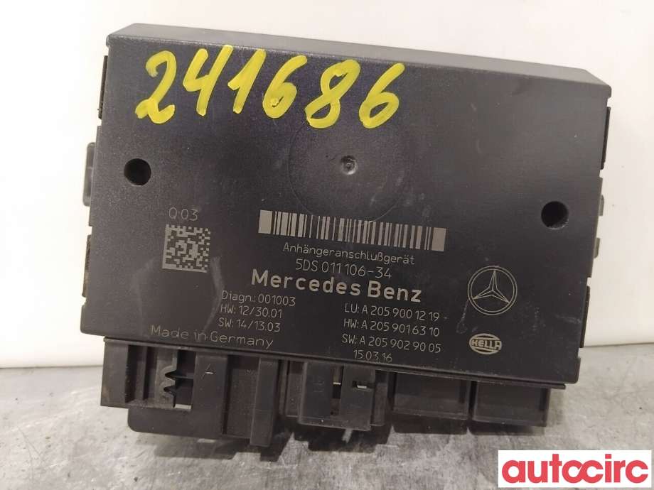 Styreenhet hengerfeste til Mercedes C-Klasse 2014-2018 (Fase 1) (W205) (W205) (MERCEDES|A2059001219|5DS011106-34|A2059006828)