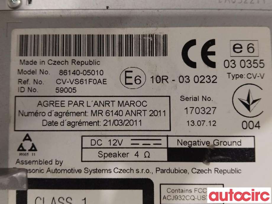 Bilstereo til Toyota Avensis 2009-2015 (Type III, Fase 1)  (TOYOTA|8614005010)