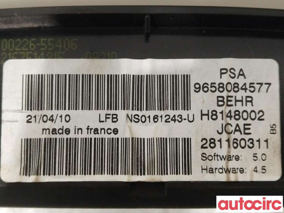 Varmeapparat betjening til Citroën C4 2004-2011 (Type I)  (CITROEN|6451SN|9658084577)