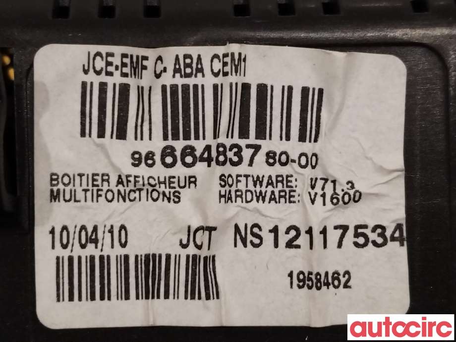 Multimedia display (MCU - Media Controller Unit) til Citroën C4 2004-2011 (Type I) (CITROEN|6593J2|9666483780)