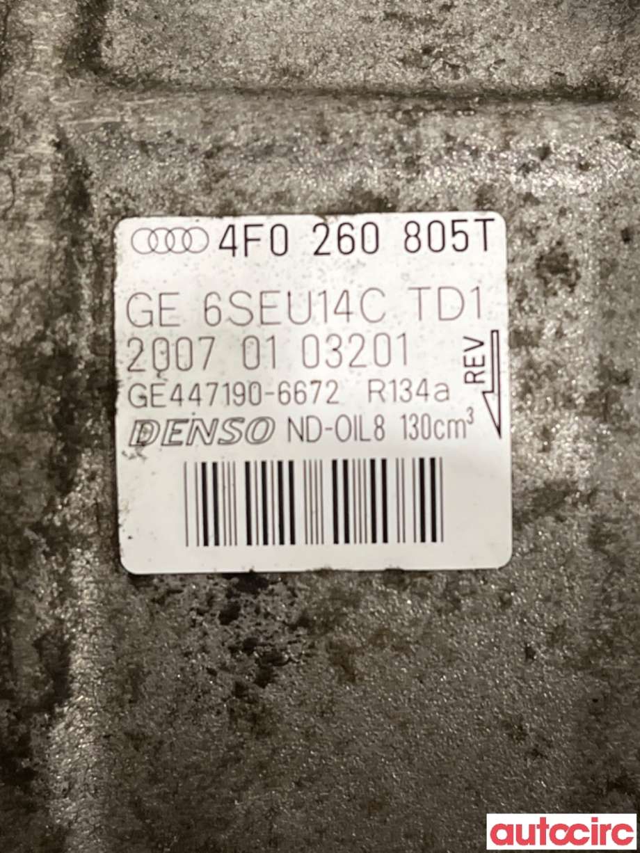Aircondition kompressor til Audi A6 2005-2008 (Type III, Fase 1) (C6) (C6) (AUDI|4F0260805AE|447190-6672|4F0260805T)
