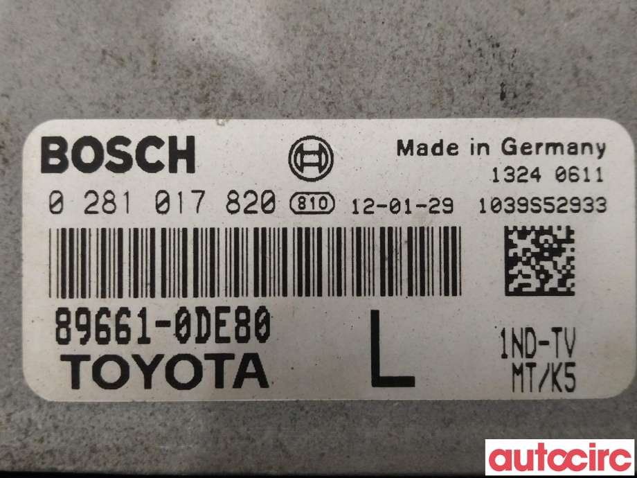 Styreenhet motor til Toyota Yaris 2012-2014 (Type III, Fase 1)  (TOYOTA|896610DE80)