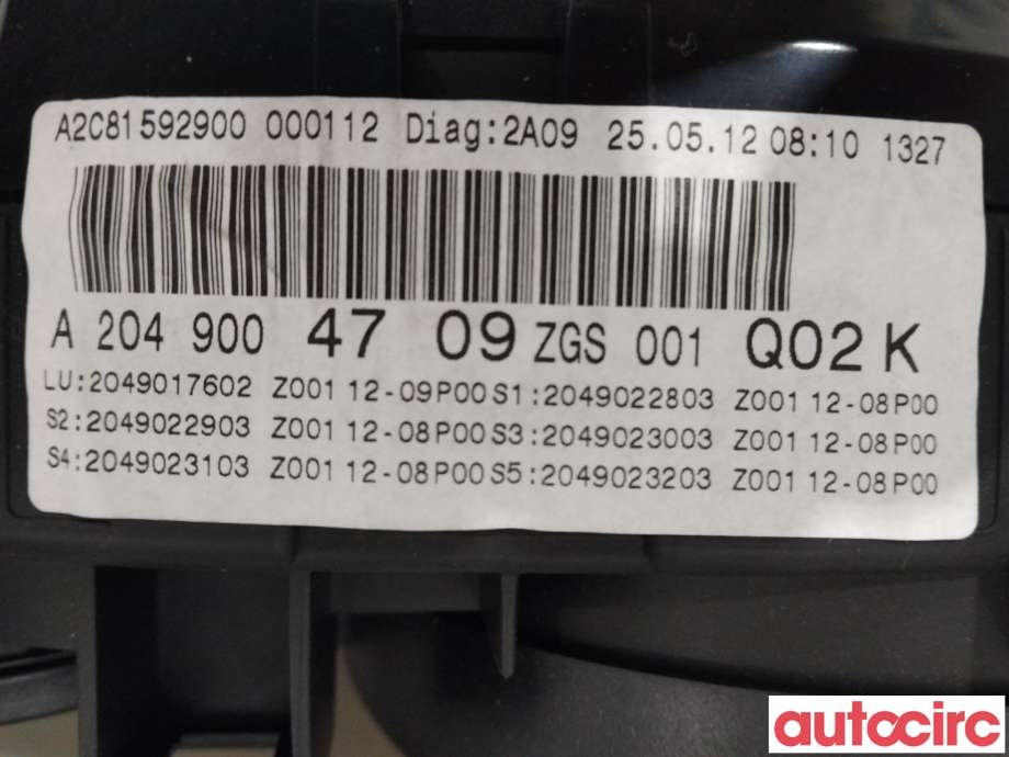 Instrumentpanel til Mercedes C-Klasse 2011-2014 (Fase 2) (W204) (W204) (MERCEDES|A2049004709)