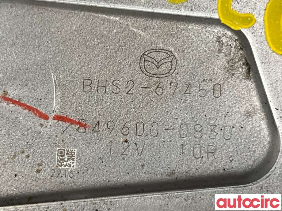 Viskermotor bakrute til Mazda 3 2013-2016 (Type III, Fase 1)  (MAZDA|BHS2-67-450|849600-0830|BHS2-67450)