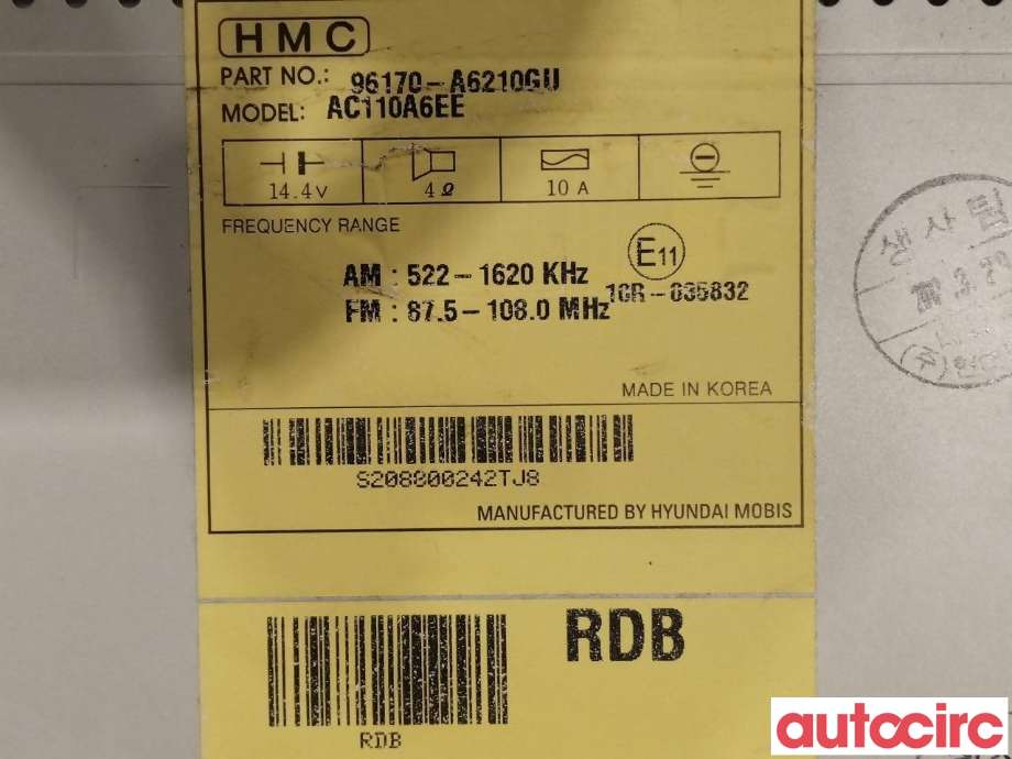 Bilstereo til Hyundai i30 2012-2017 (Type II)  (HYUNDAI|96170A6210GU)