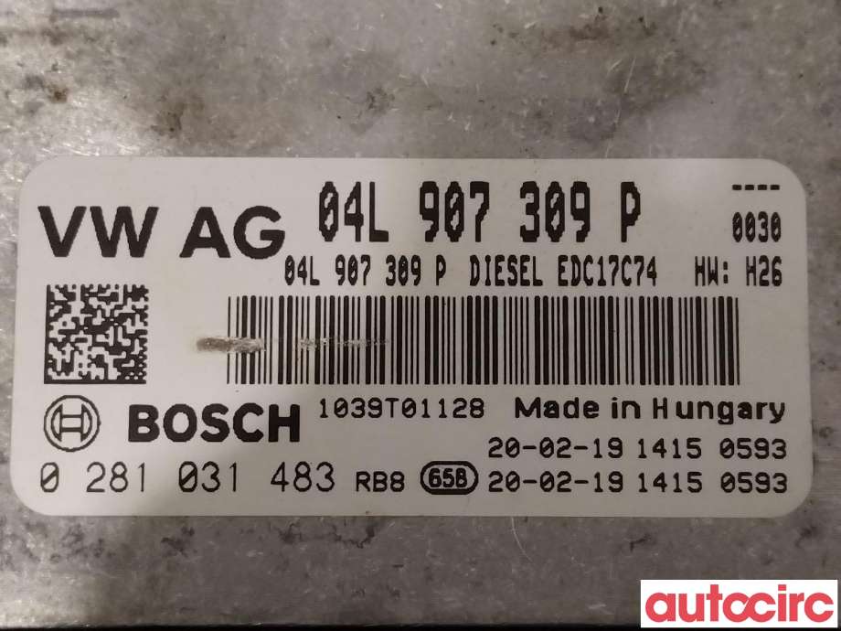 Styreenhet motor til Škoda Octavia 2017-2020 (Type III, Fase 2)  (SKODA|04L906027AA|0281031483|04L907309P)