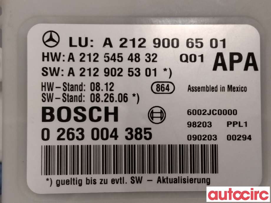 Styreenhet parkering til Mercedes E-Klasse 2009-2013 (Fase 1) (W212) (W212) (MERCEDES|A2129006501|0263004385)