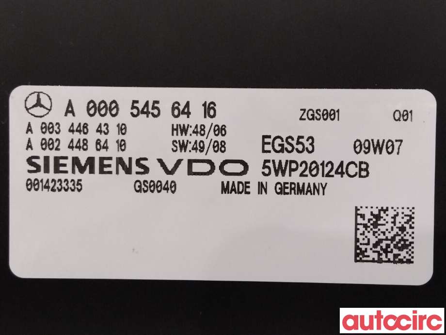 Styreenhet girkasse til Mercedes E-Klasse 2009-2013 (Fase 1) (W212) (W212) (MERCEDES|A0034464310|5WP20124CB|A0005456416)