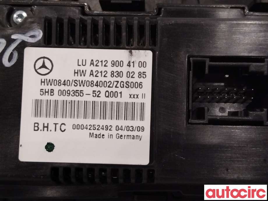 Varmeapparat betjening til Mercedes E-Klasse 2009-2013 (Fase 1) (W212) (W212) (MERCEDES|A2129004100|5HB009355-52|A2129005902)