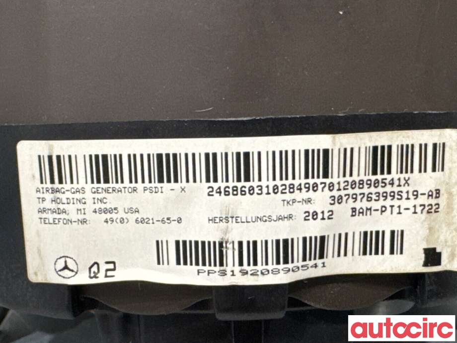 Airbag rattpute til Mercedes C-Klasse 2011-2014 (Fase 2) (W204) (W204) (MERCEDES|A0008606403||307976399S19-AB)