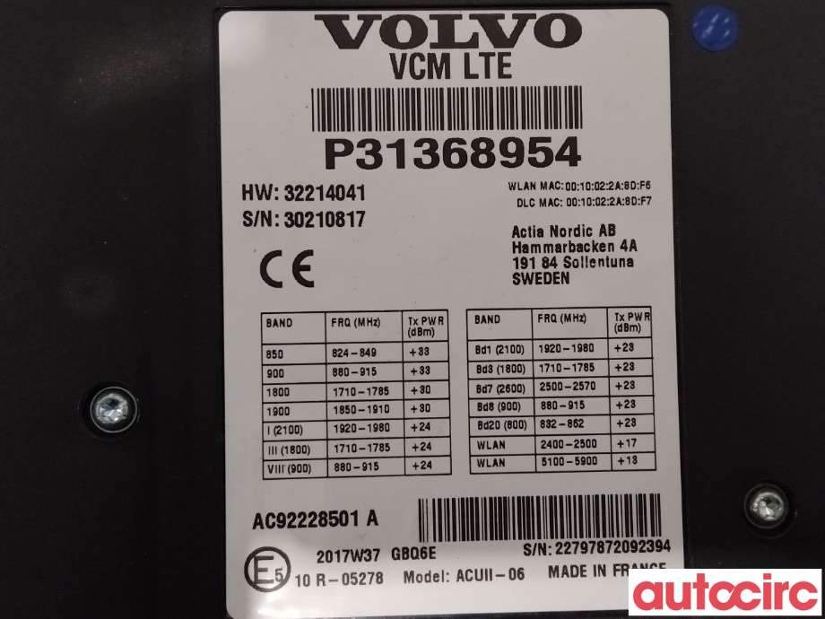 Styreenhet diverse til Volvo V90 / V90 CC / S90 2016-->>  (VOLVO|36011549|31368954)