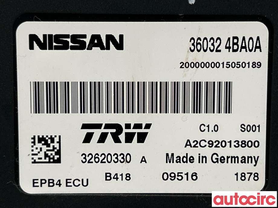 Styreenhet elektrisk parkbrems (EPB - Electric Parking Brake) til Nissan Qashqai 2014-2021 (Type II)  (NISSAN|360324BA0A)