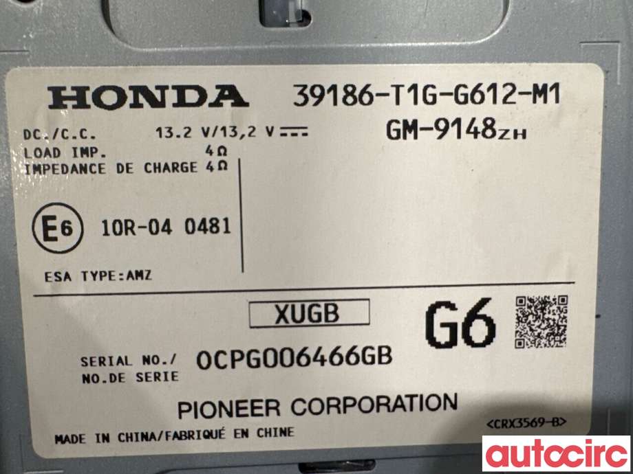 Bilstereo forsterker til Honda CR-V 2012-2018 (Type IV) (HONDA|39186-T1G-G61||39186-T1G-G612-M1)