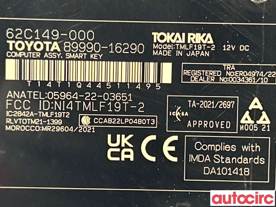 Styreenhet nøkkelfri/keyless til Toyota Corolla 2019-->>  (TOYOTA|899H016250|8999016290)