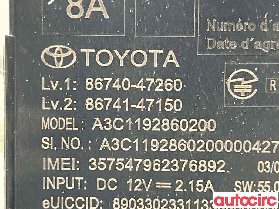 Styreenhet diverse til Toyota Corolla 2019-->>  (TOYOTA|8674047260)