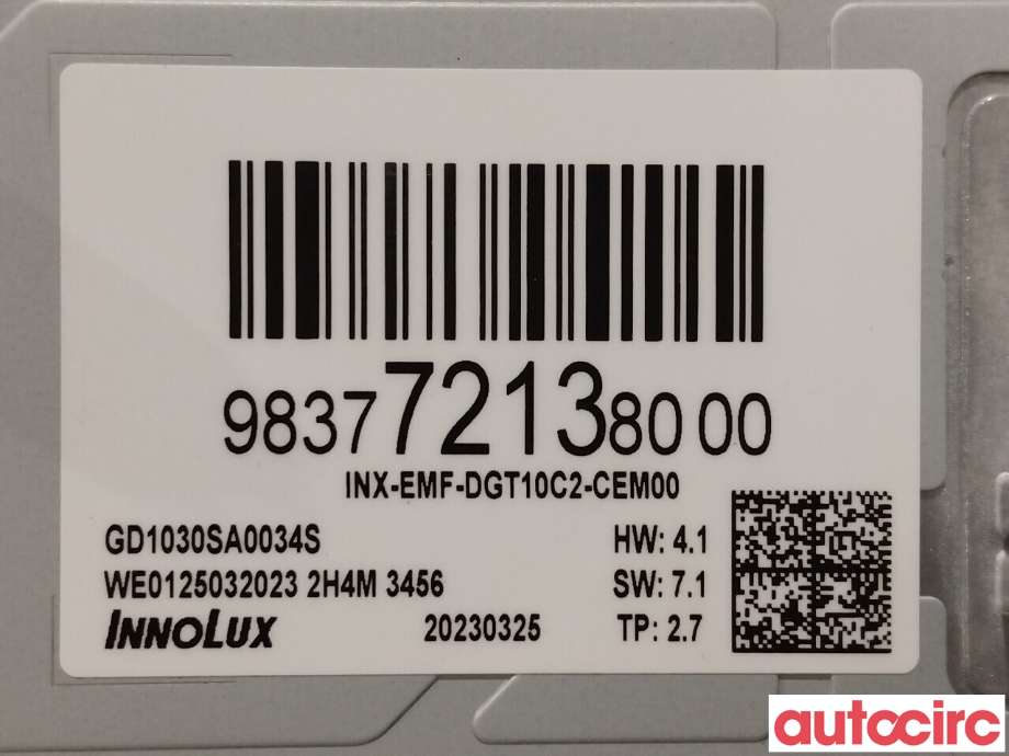 Multimedia display (MCU - Media Controller Unit) til Opel Mokka E 2020-->> (Type II) (OPEL|9837721380|)