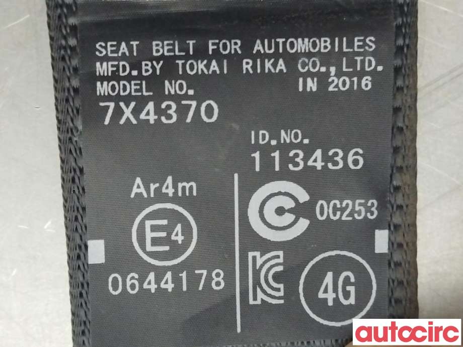 Sikkerhetsbelte bak venstre til Toyota RAV4 2016-2019 (Type IV, Fase 2)  (TOYOTA|7337042211C0|)