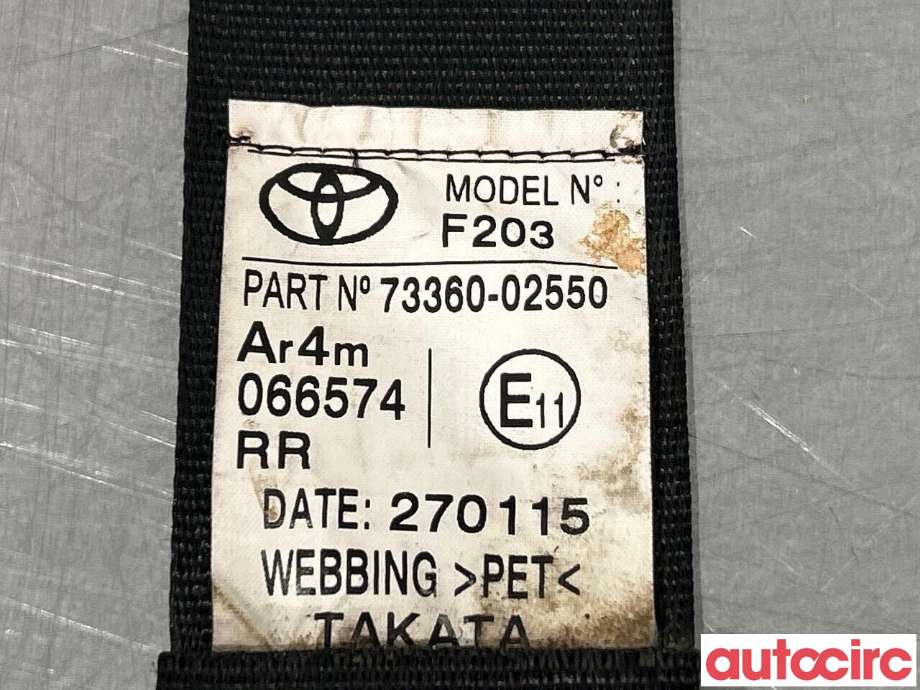 Sikkerhetsbelte bak venstre til Toyota Auris 2015-2019 (Type II, Fase 2) (TOYOTA|7336002550C0|7336002550)