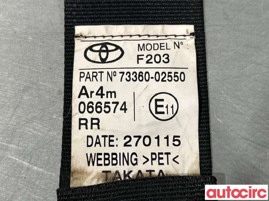 Sikkerhetsbelte bak høyre til Toyota Auris 2015-2019 (Type II, Fase 2)  (TOYOTA|7336002550C0|7336002550)