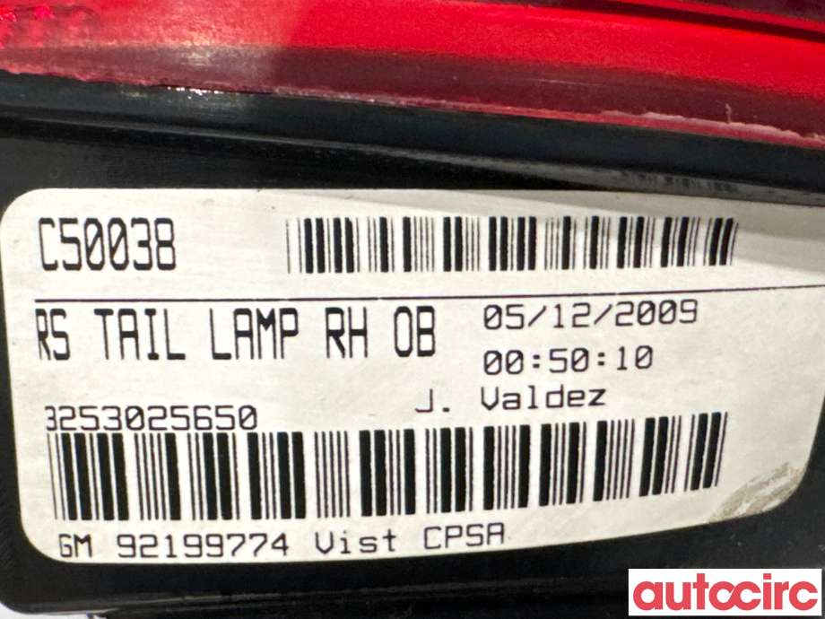 Baklykt høyre til Chevrolet Camaro 1967-->>  (CHEVROLET|92244324||92199774)
