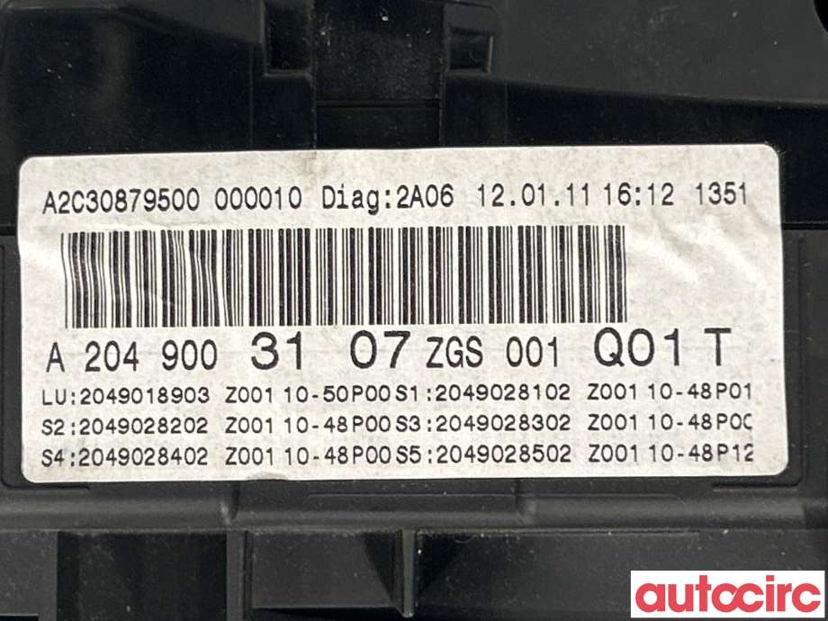 Instrumentpanel til Mercedes C-Klasse 2011-2014 (Fase 2) (W204) (W204) (MERCEDES|A2049008507|A2049003107)