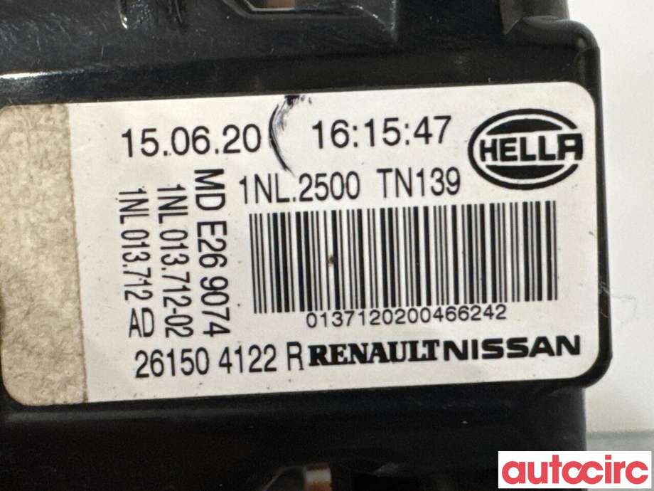 Tåkelykt venstre foran til Renault Zoe 2013-2019 (Fase 1) (RENAULT|261504122R|)
