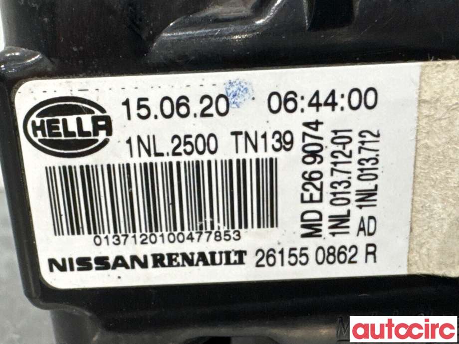 Tåkelykt venstre foran til Renault Zoe 2013-2019 (Fase 1) (RENAULT|261550862R|)