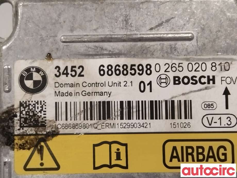 Airbag elektronikk til BMW 3-Serie 2012-2018 (F30/F31/F34) (F30/F31/F34) (BMW|65779461919|0265020810|34526868598)