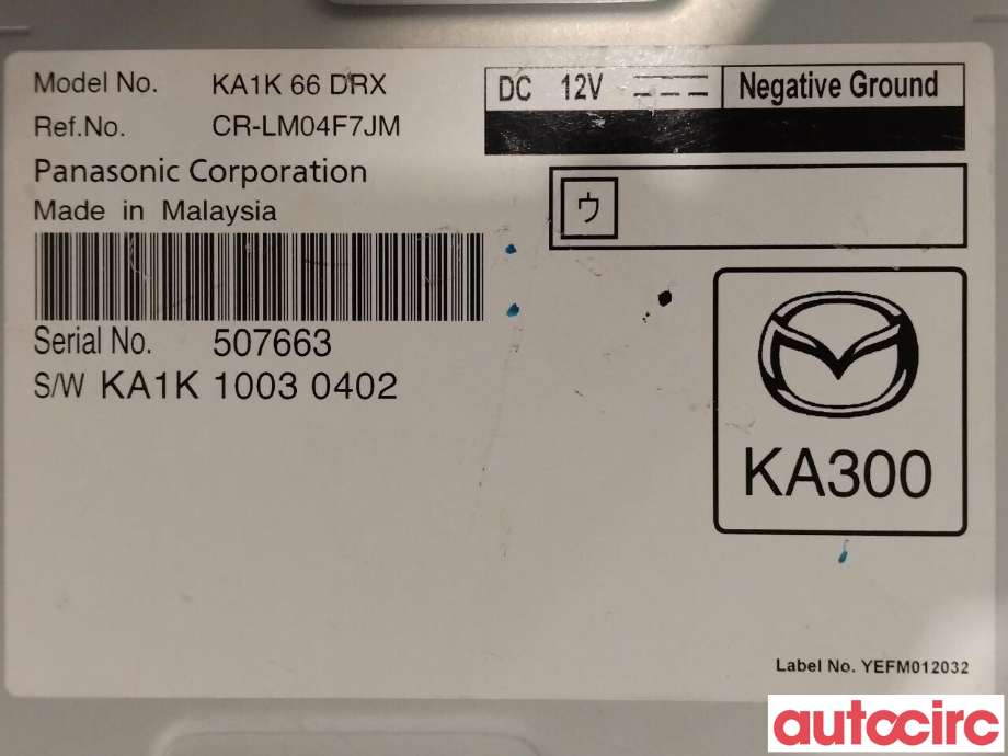 Bilstereo diverse til Mazda CX-5 2012-2017 (Type I)  (MAZDA|KA1K-66-DRX|CR-LM04F7JM|KA1K66DRX)