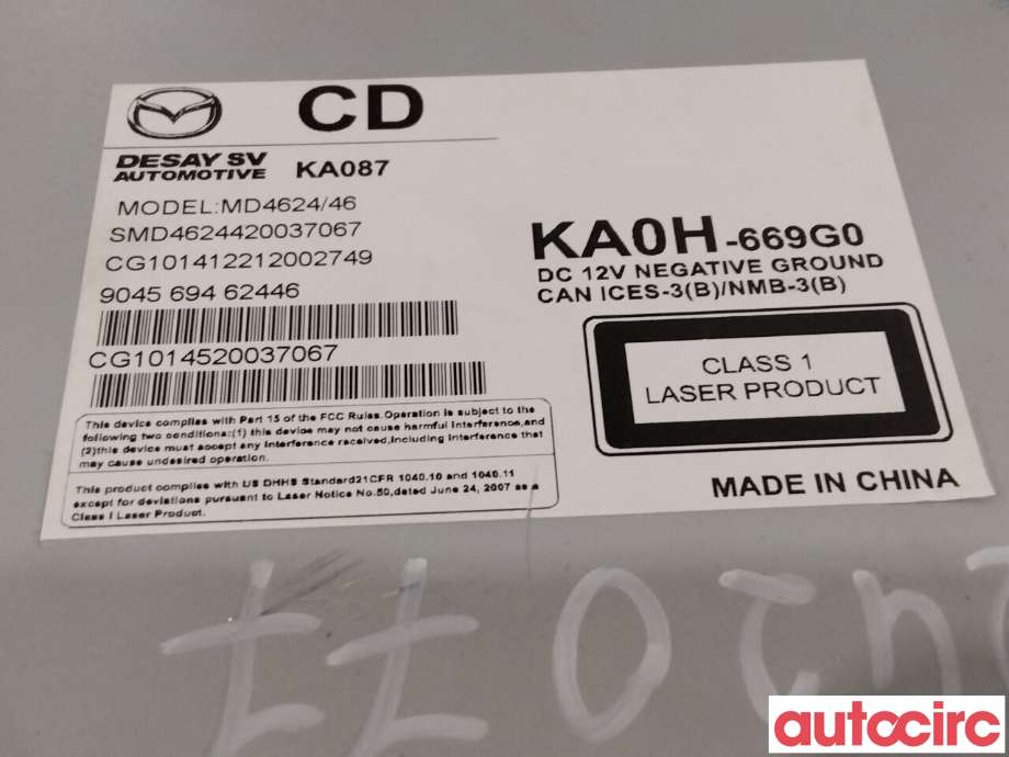 Bilstereo til Mazda CX-5 2012-2017 (Type I)  (MAZDA|KA0T611J0B|KA0H-66-9G0A)