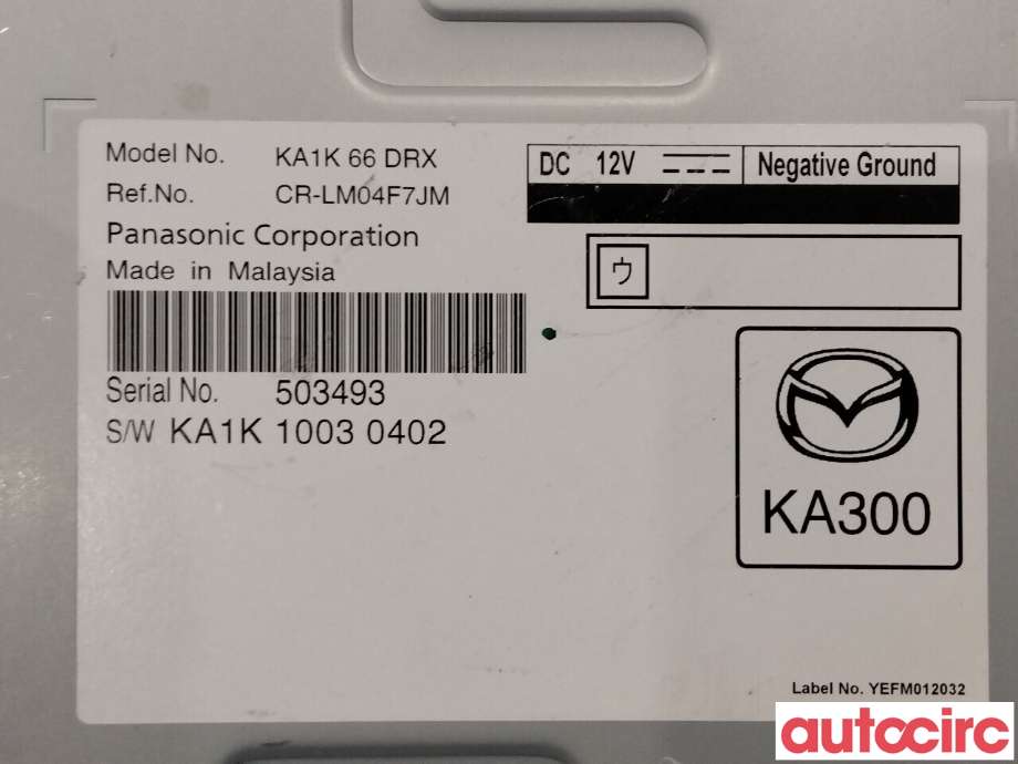 Bilstereo diverse til Mazda CX-5 2012-2017 (Type I)  (MAZDA|KA1K-66-DRX|CR-LM04F7JM|KA1K66DRX)