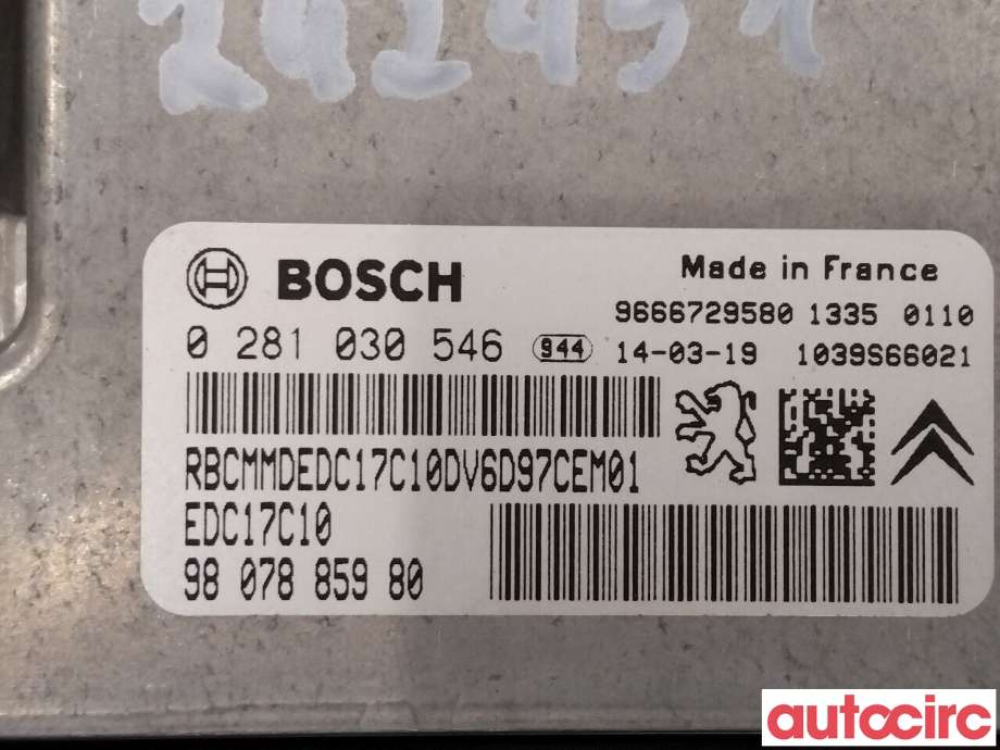 Styreenhet motor til Citroën Berlingo 2015-2019 (Type II, Fase 2) (CITROEN|1606873880|0281030546|9807885980)