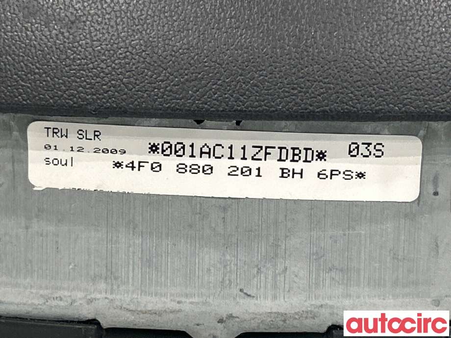 Airbag rattpute til Audi A6 2008-2011 (Type III, Fase 2) (C6) (C6) (AUDI|4F0880201BH)