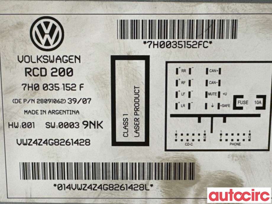 Bilstereo til VW Transporter / Caravelle 2003-2009 (Fase 1) (T5) (T5) (VOLKSWAGEN|NO NR|28091062|7H0035152F)