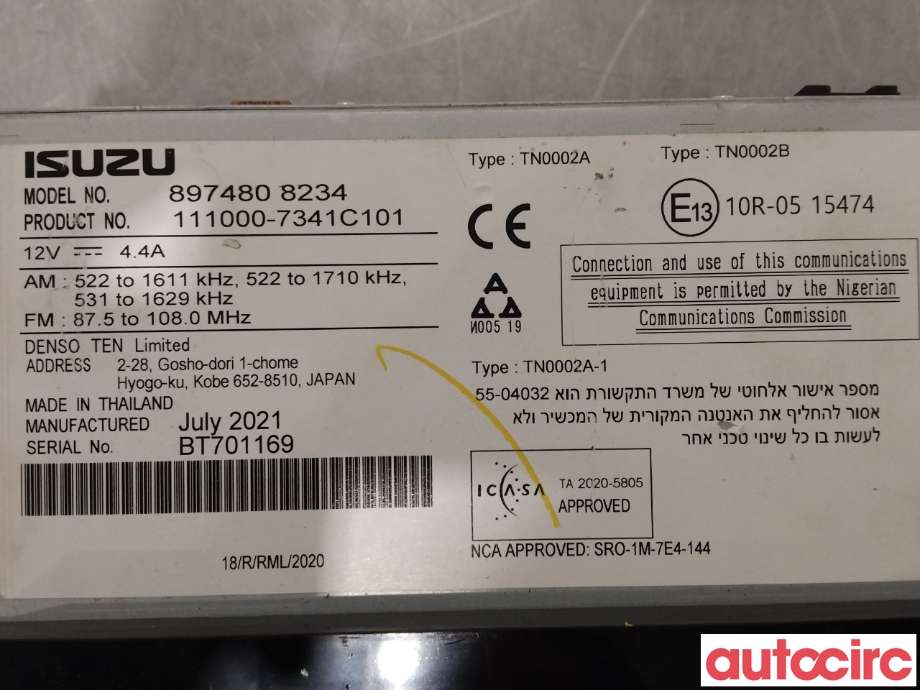 Bilstereo til Isuzu D-Max 2021-->> (Type III) (ISUZU|8974808234|)