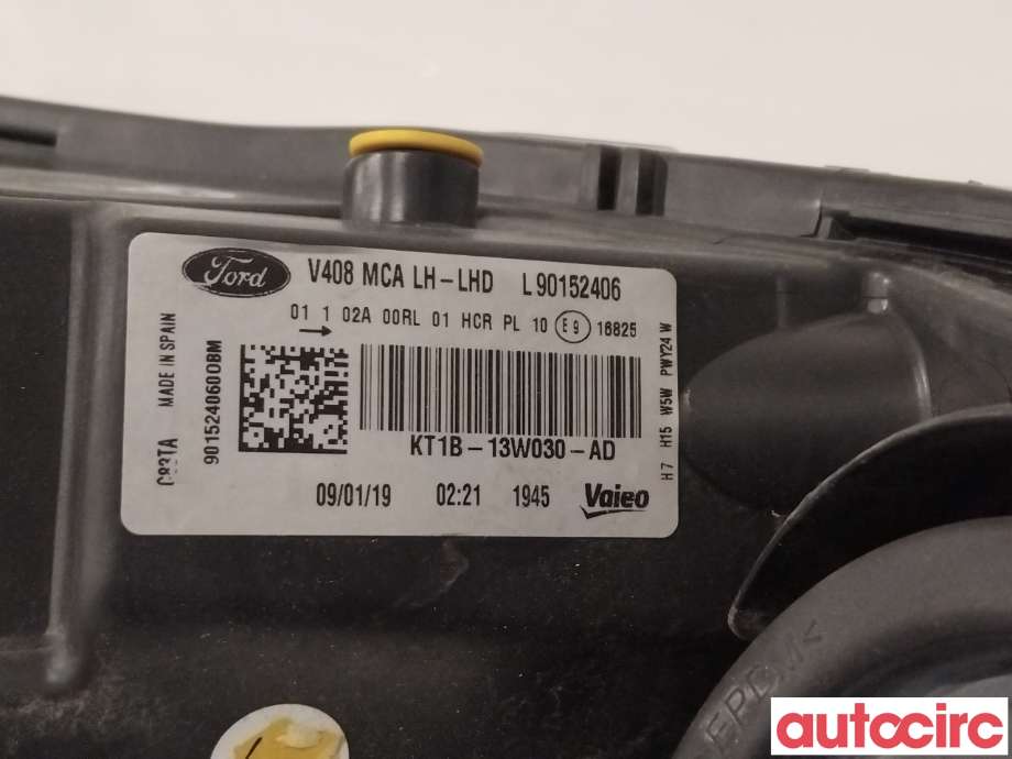 Frontlykt venstre halogen til Ford Transit Connect 2018-->> Type II, Fase 2  (FORD|2278794|L90152406|KT1B-13W029-AD)