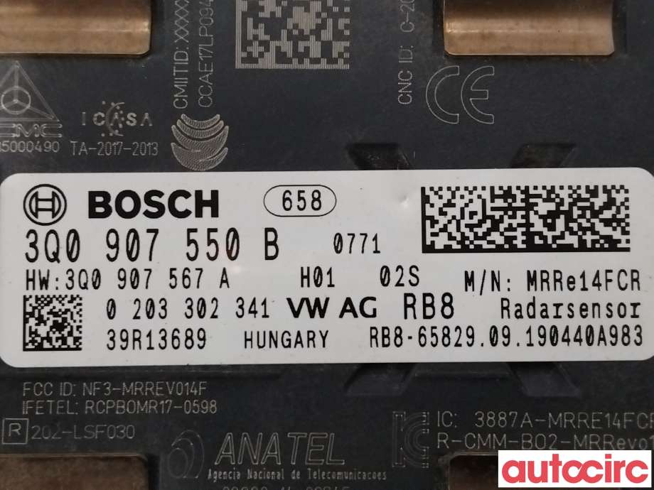 Sensor radar til VW Passat 2015-2019 (Fase 1) (B8) (B8) (VOLKSWAGEN|3Q0907550B)