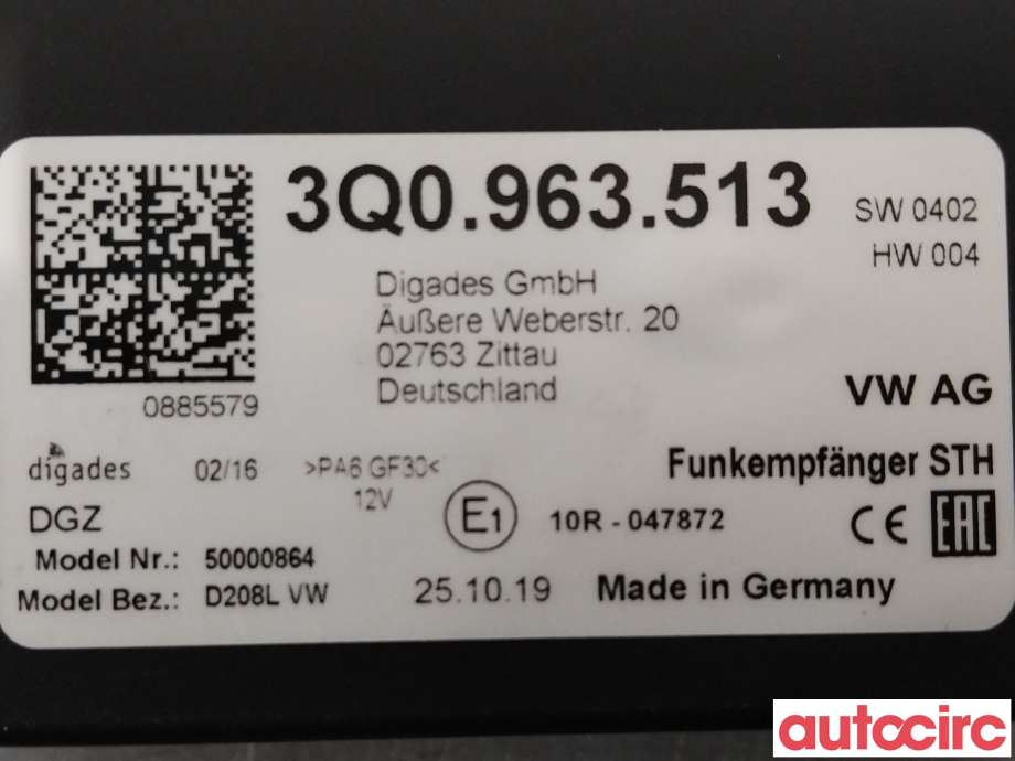 Styreenhet diverse til VW Passat 2015-2019 (Fase 1) (B8) (B8) (VOLKSWAGEN|3Q0963513|)