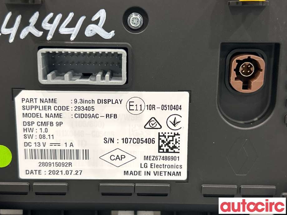 Instrument kjørecomputer til Renault Zoe 2013-2019 (Fase 1)  (RENAULT|280915092R)